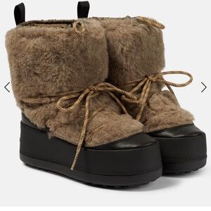 Max Mara Brown Faux Fur Women's Boots